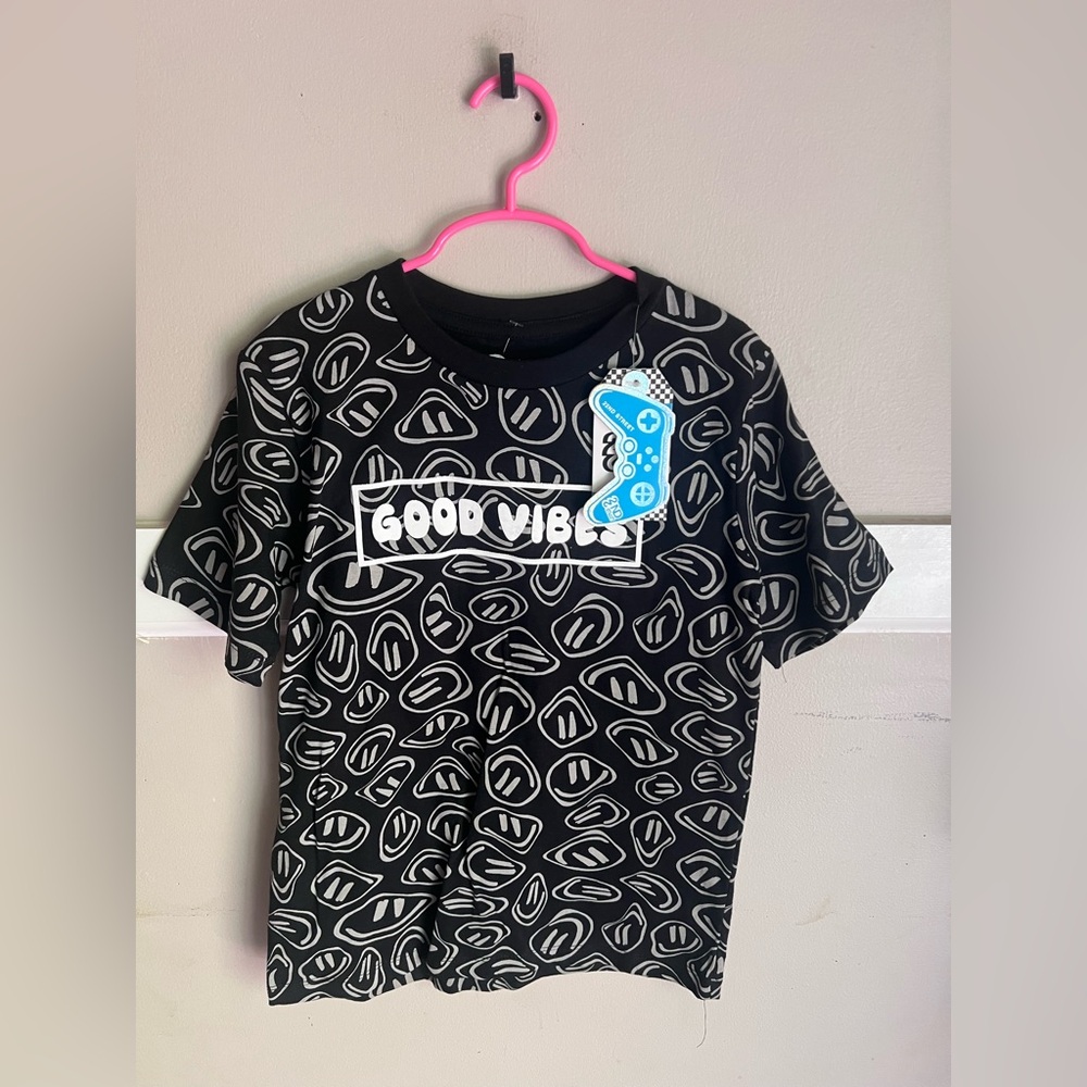 Good Vibes Black Graphic Tee for Kids